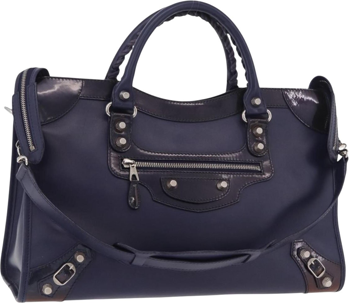 Balenciaga Holiday City Giant Studs Matte Calfskin Medium Navy