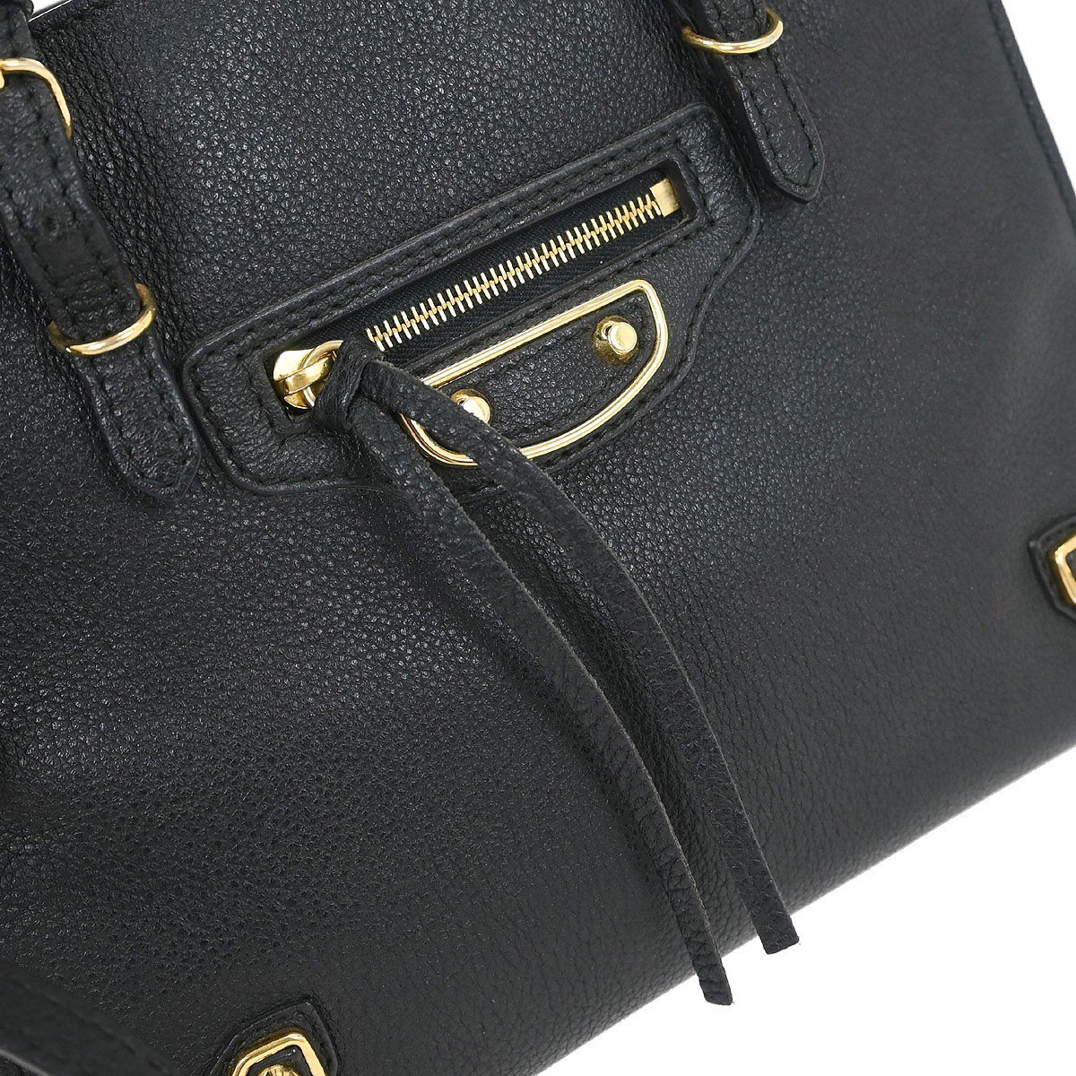 Balenciaga Balenciaga Papier A4 Classic Metallic Edge Bag Leather Mini Zwart