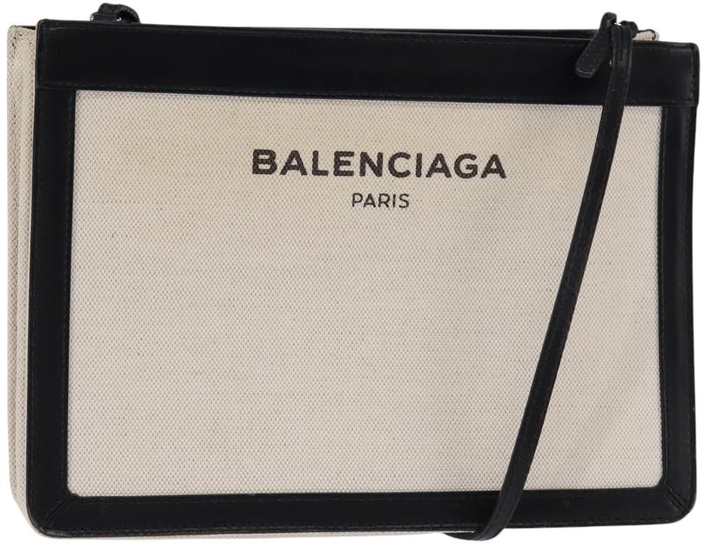 Balenciaga Balenciaga Navy Pochette Canvas and Leather Small Wit