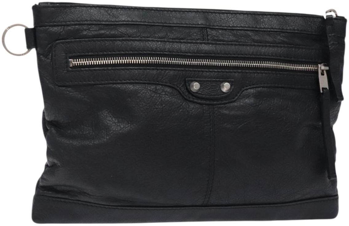 Balenciaga Balenciaga Classic City Clip Pouch Leather Medium Zwart
