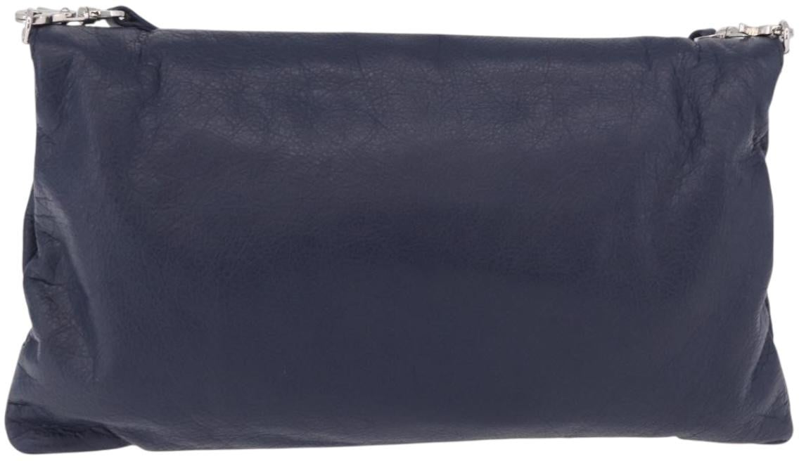 Balenciaga Classic Studs Envelope Strap Clutch Leather Mini Navy