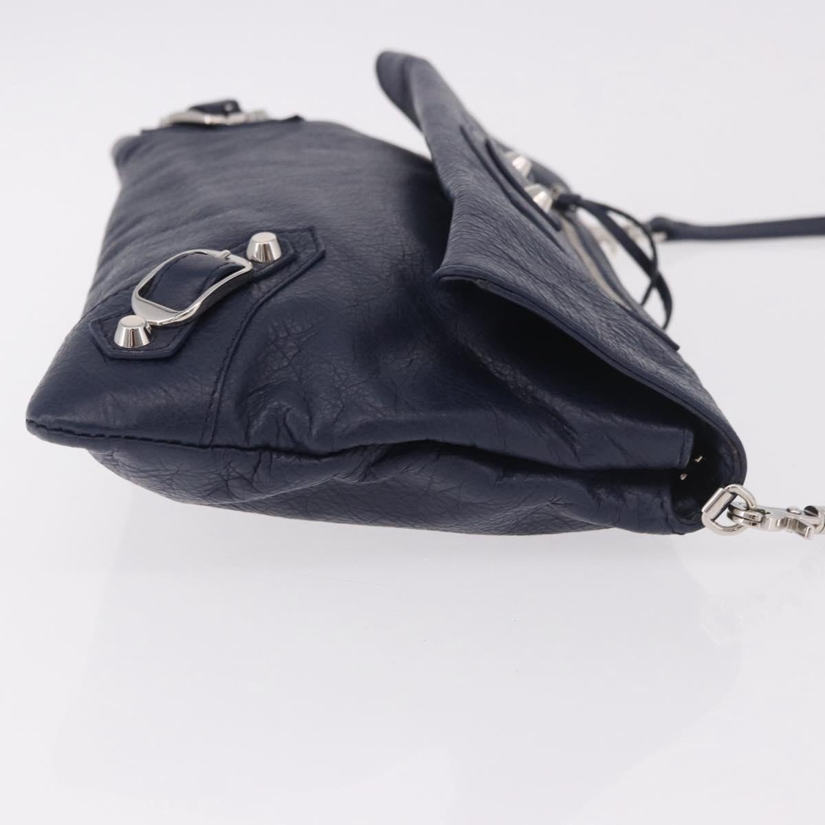Balenciaga Classic Studs Envelope Strap Clutch Leather Mini Navy