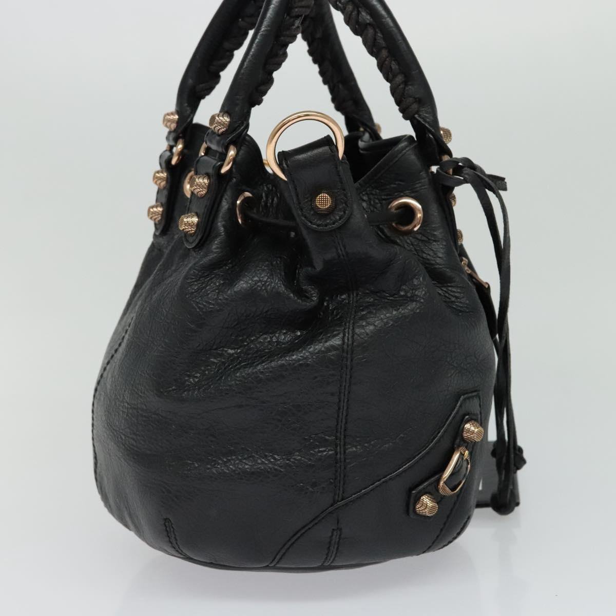 Balenciaga Balenciaga Pom Pon Giant Studs Bag Leather Mini Zwart