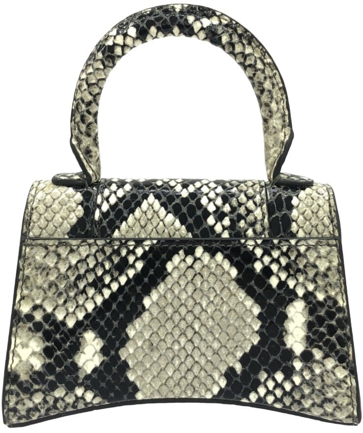 Balenciaga Hourglass Top Handle Bag Python Embossed Leather Mini Grijs