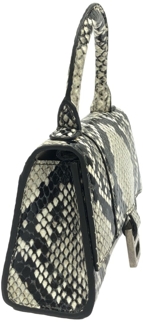 Balenciaga Hourglass Top Handle Bag Python Embossed Leather Mini Grijs