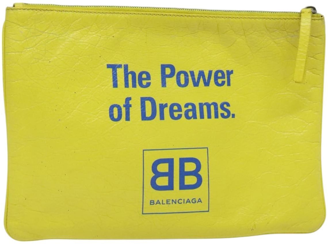 Balenciaga Balenciaga Supermarket Pouch Leather Medium Geel