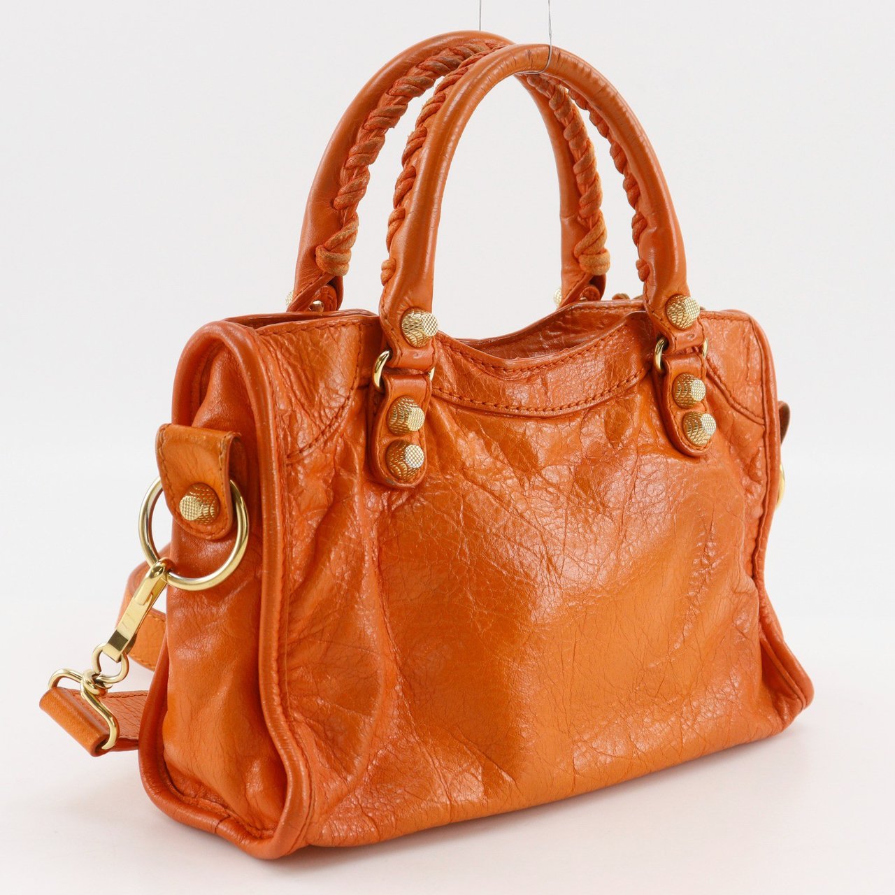 Balenciaga City Classic Studs Leather Mini Oranje