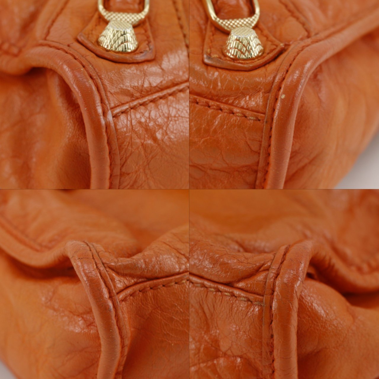 Balenciaga City Classic Studs Leather Mini Oranje