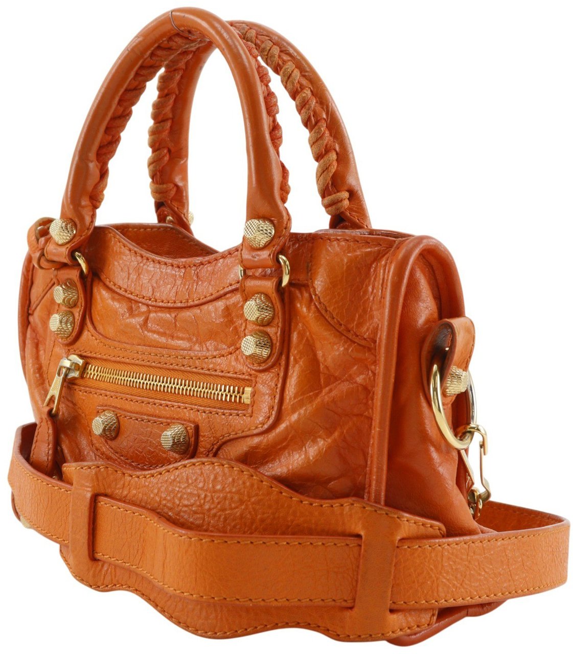 Balenciaga City Classic Studs Leather Mini Oranje
