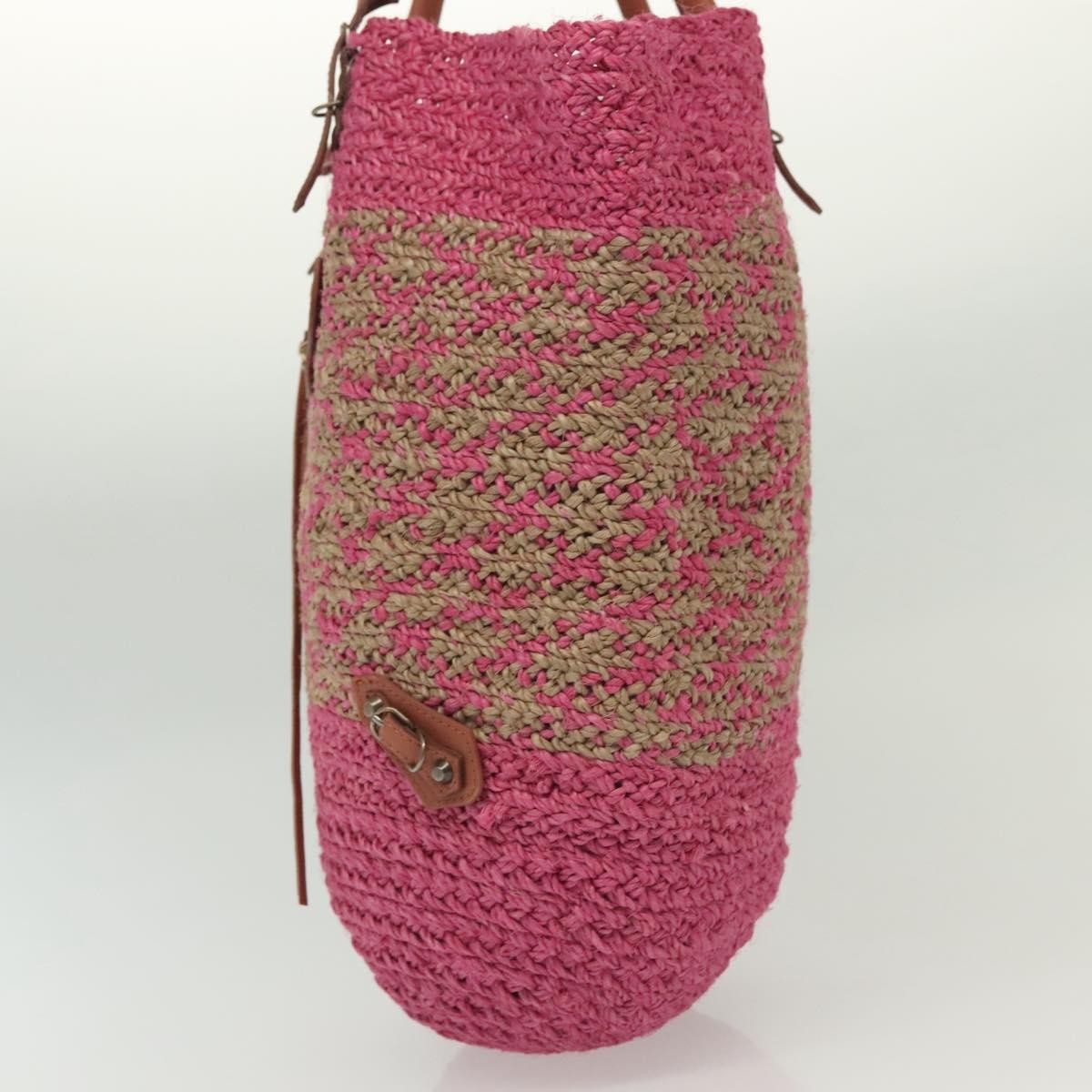 Balenciaga Balenciaga Panier Basket Tote Woven Raffia Medium Roze