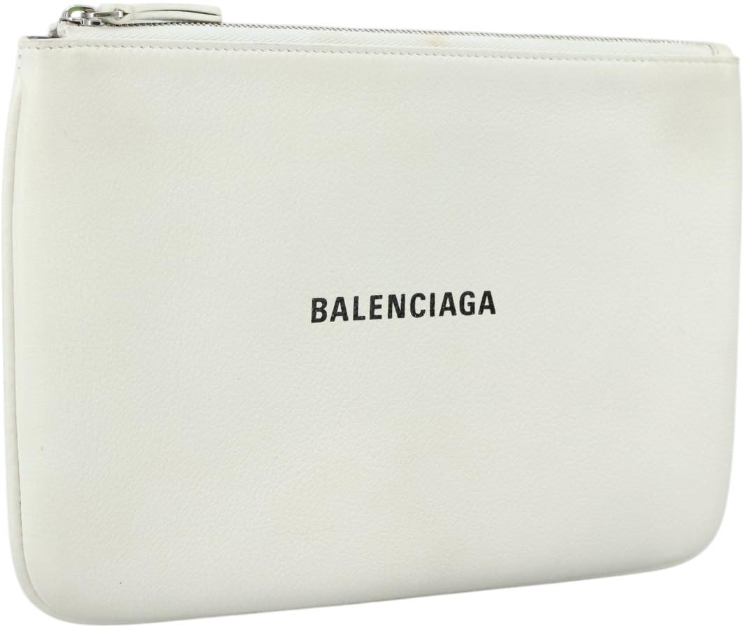 Balenciaga Balenciaga Everyday Logo Pouch Printed Leather Small Wit