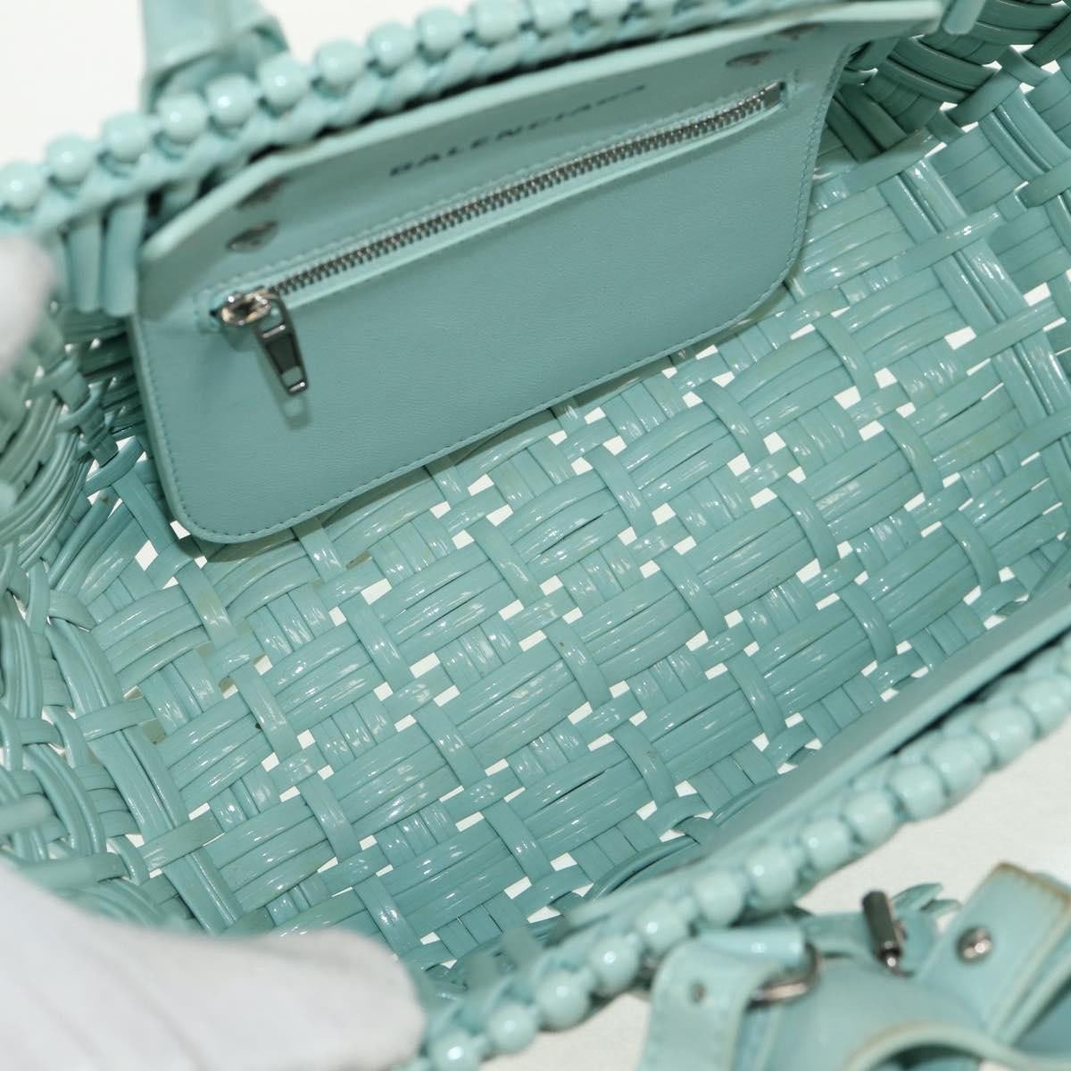 Balenciaga Balenciaga Bistro Panier Bag Woven Faux Leather XS Groen