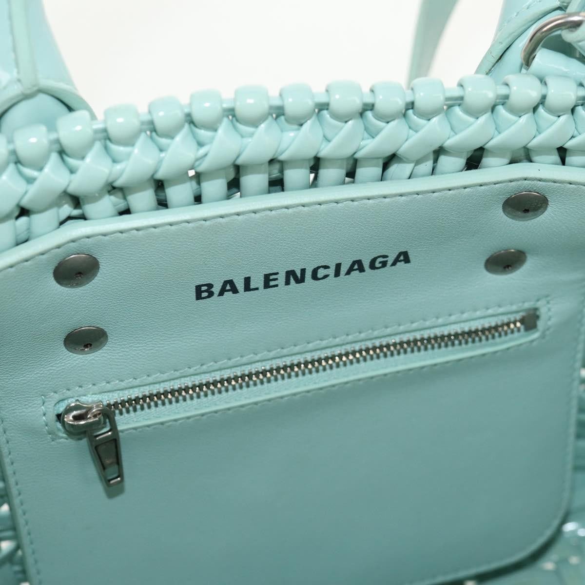 Balenciaga Balenciaga Bistro Panier Bag Woven Faux Leather XS Groen