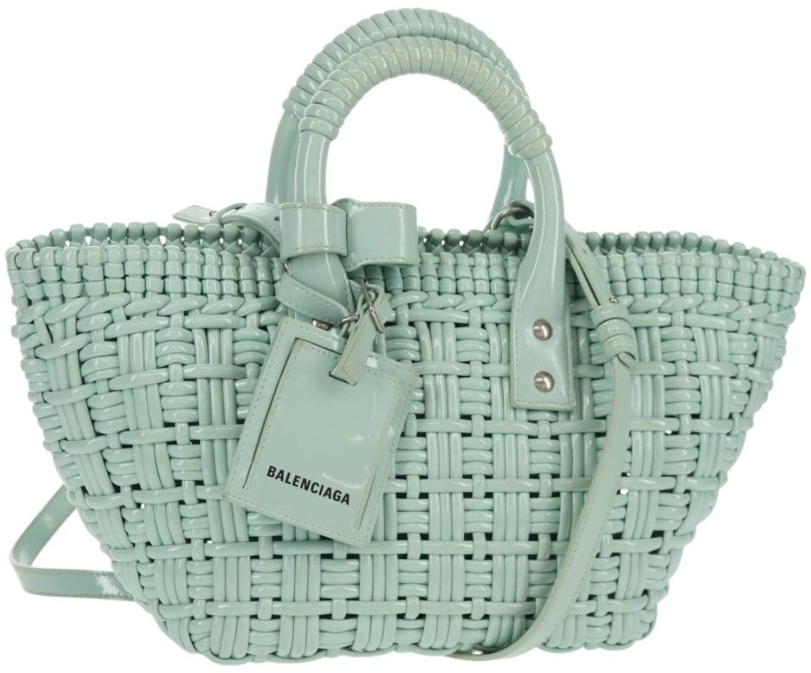 Balenciaga Balenciaga Bistro Panier Bag Woven Faux Leather XS Groen