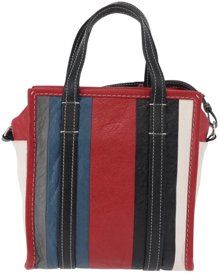 Balenciaga Balenciaga Bazar Convertible Tote Striped Leather XS Divers