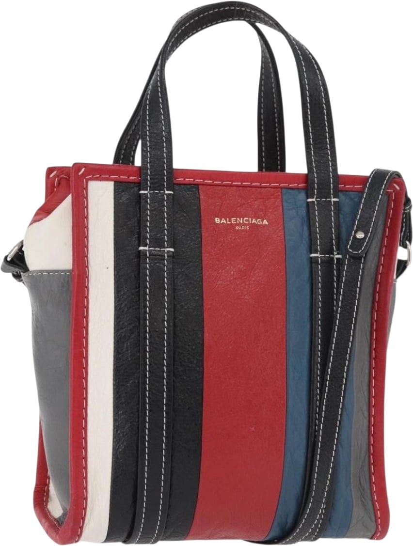 Balenciaga Balenciaga Bazar Convertible Tote Striped Leather XS Divers