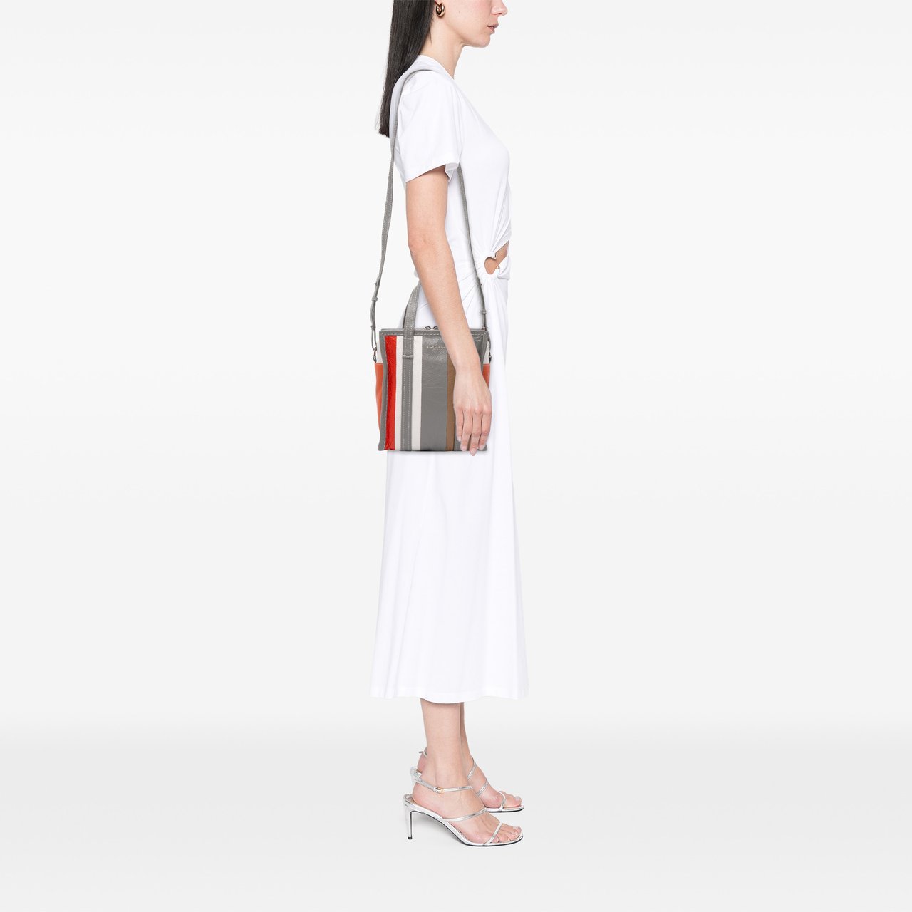 Balenciaga XS Lambskin Bazar Shopper Satchel Grijs