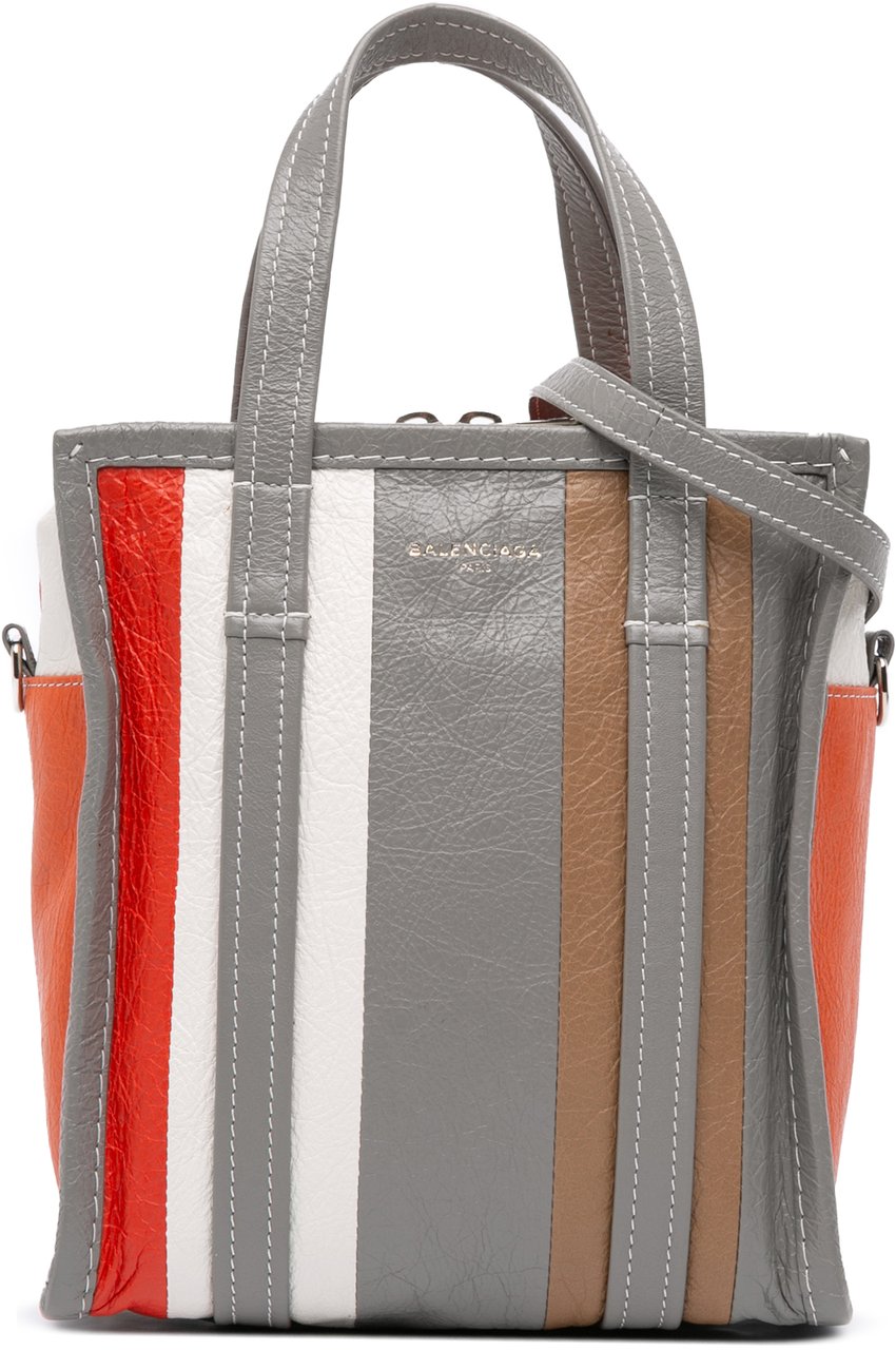 Balenciaga XS Lambskin Bazar Shopper Satchel Grijs