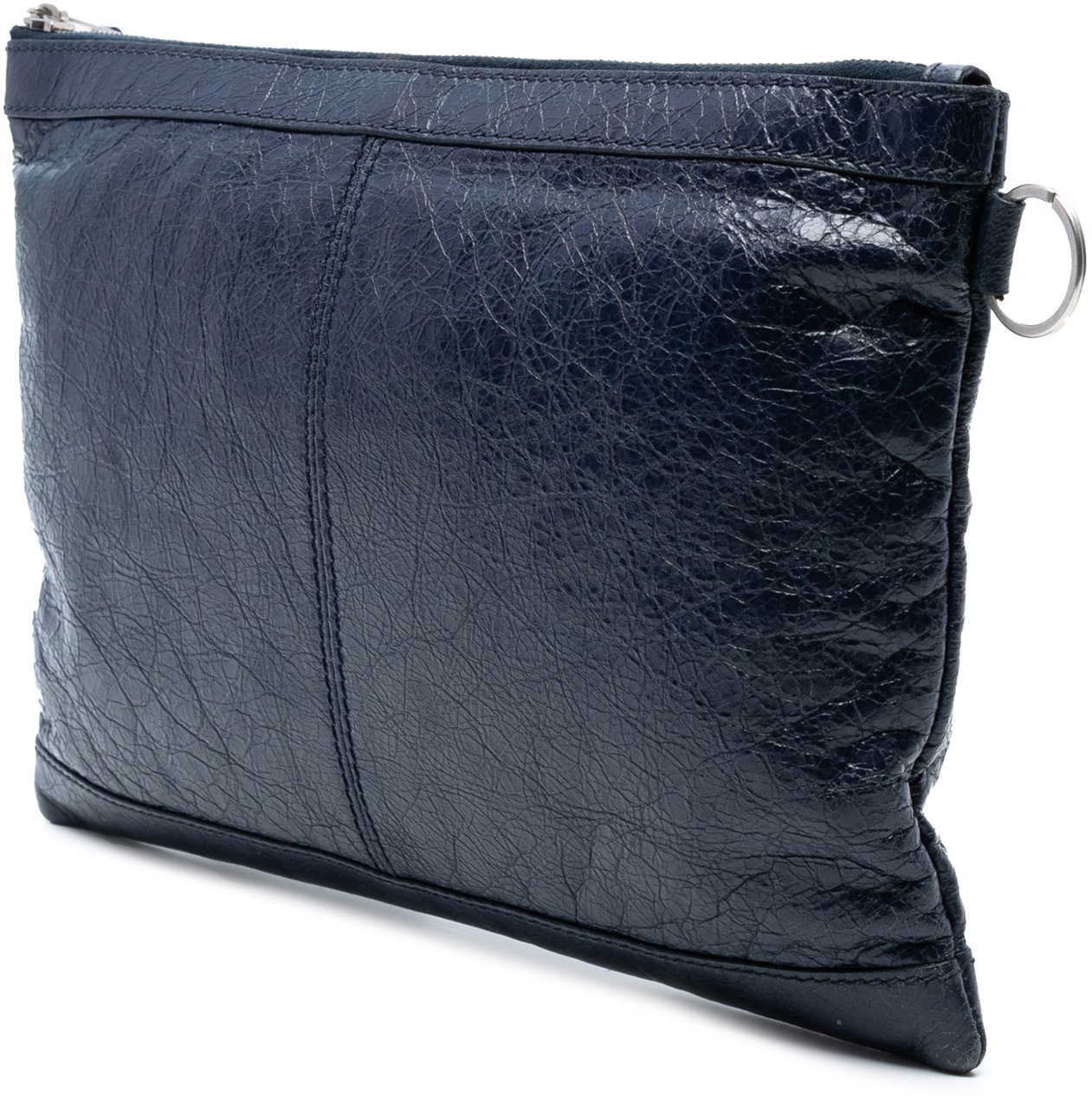 Balenciaga Lambskin Motocross Classic Clip M Clutch Blauw