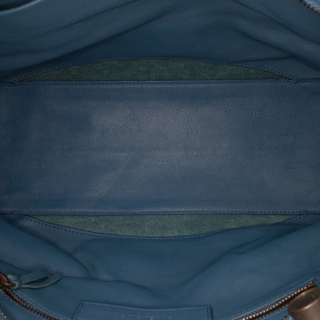 Balenciaga Leather Motocross Blackout City Satchel Blauw
