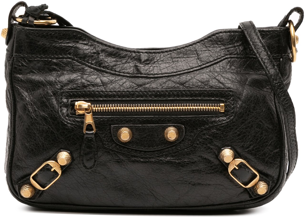 Balenciaga Lambskin Motocross Giant 12 Hip Crossbody Zwart