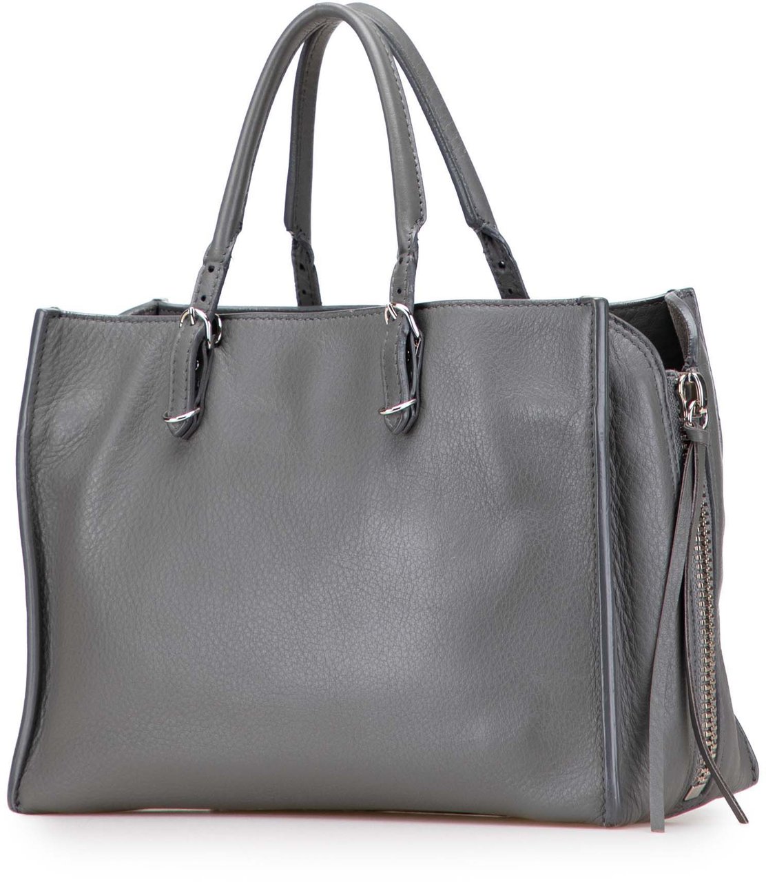 Balenciaga Leather Papier A6 Zip Around Satchel Grijs
