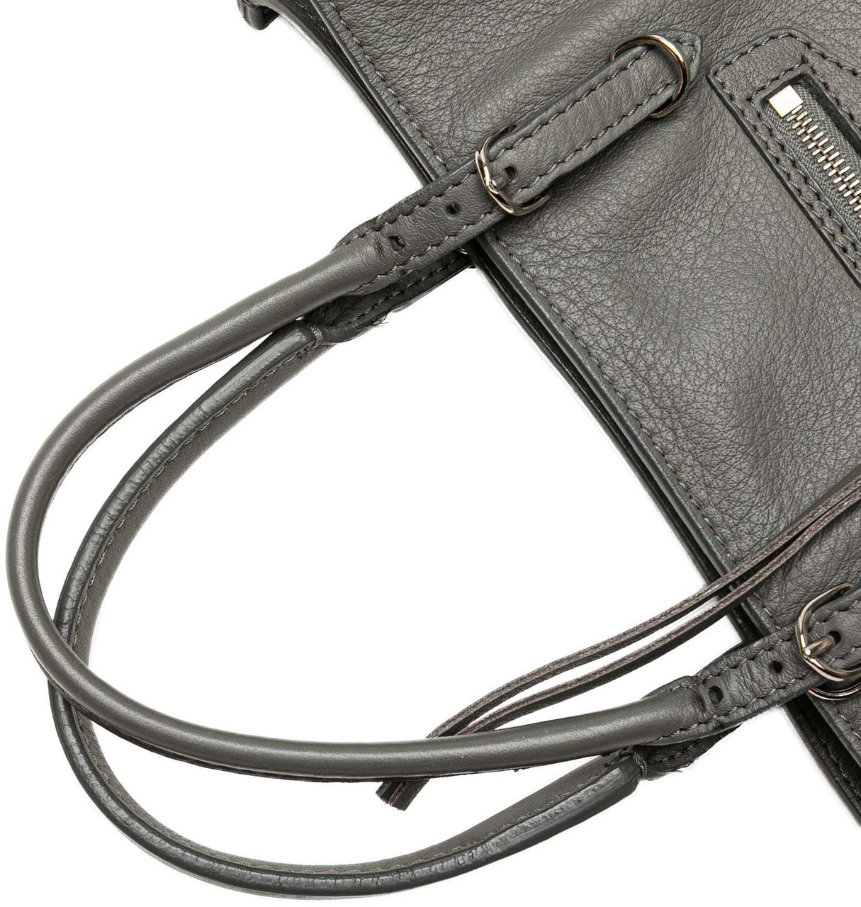 Balenciaga Leather Papier A6 Zip Around Satchel Grijs