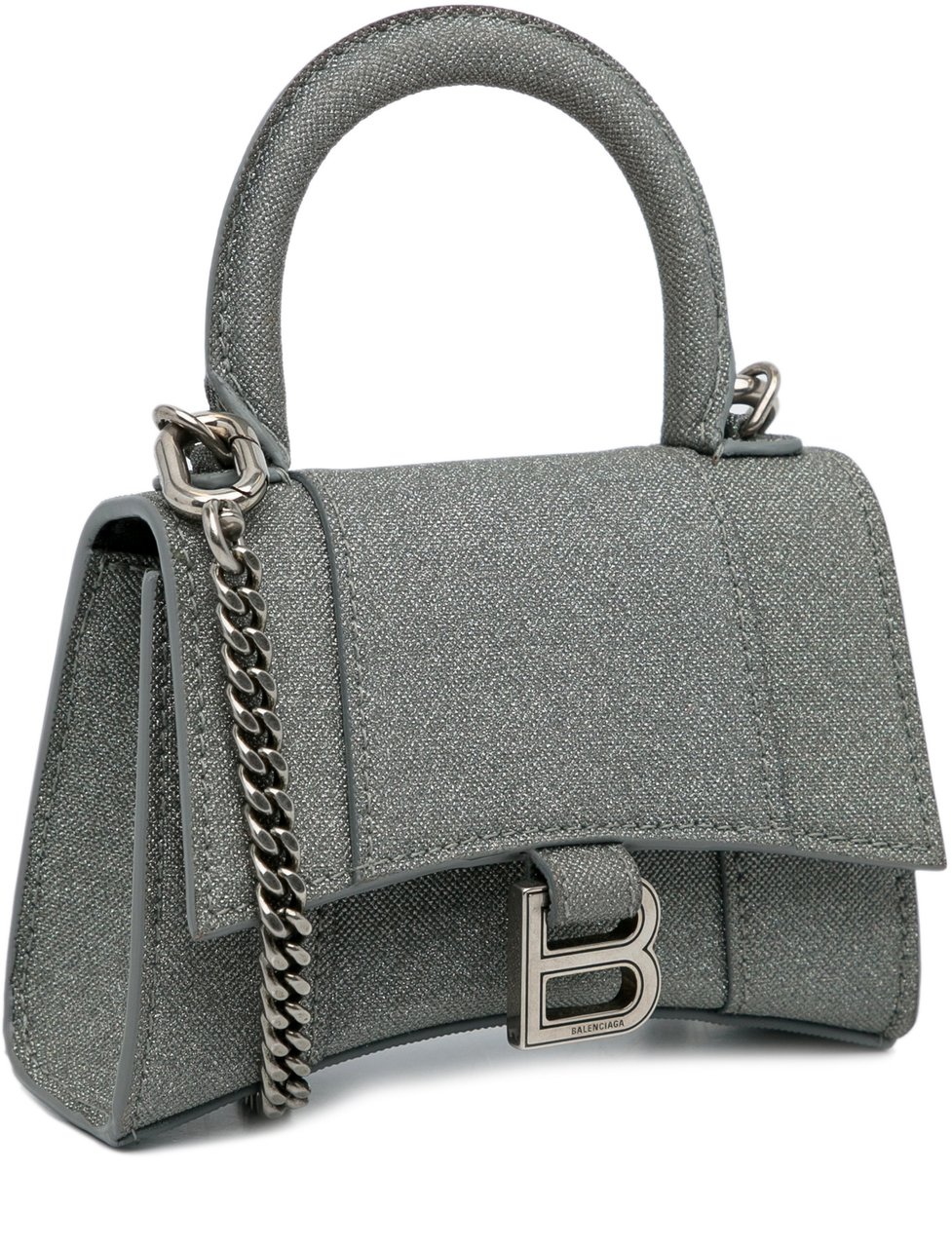 Balenciaga Mini Glitter Hourglass Satchel Grijs