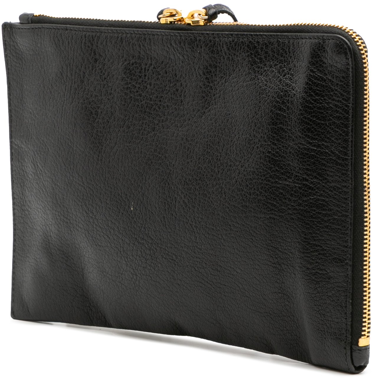 Balenciaga Chevre Motocross Metallic Edge Clutch Zwart