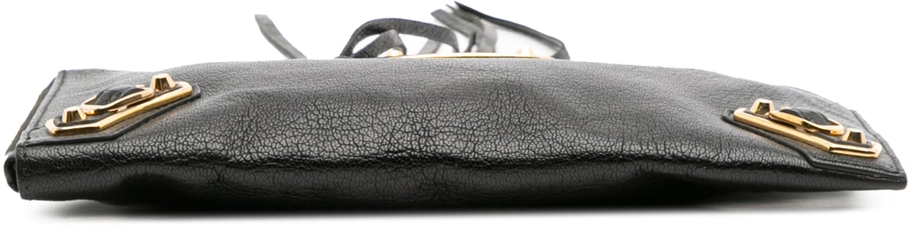 Balenciaga Chevre Motocross Metallic Edge Clutch Zwart