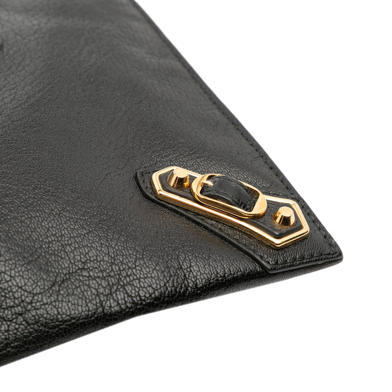 Balenciaga Chevre Motocross Metallic Edge Clutch Zwart