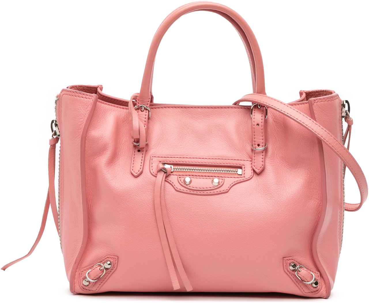 Balenciaga Mini Leather Papier A4 Zip Around Tote Roze