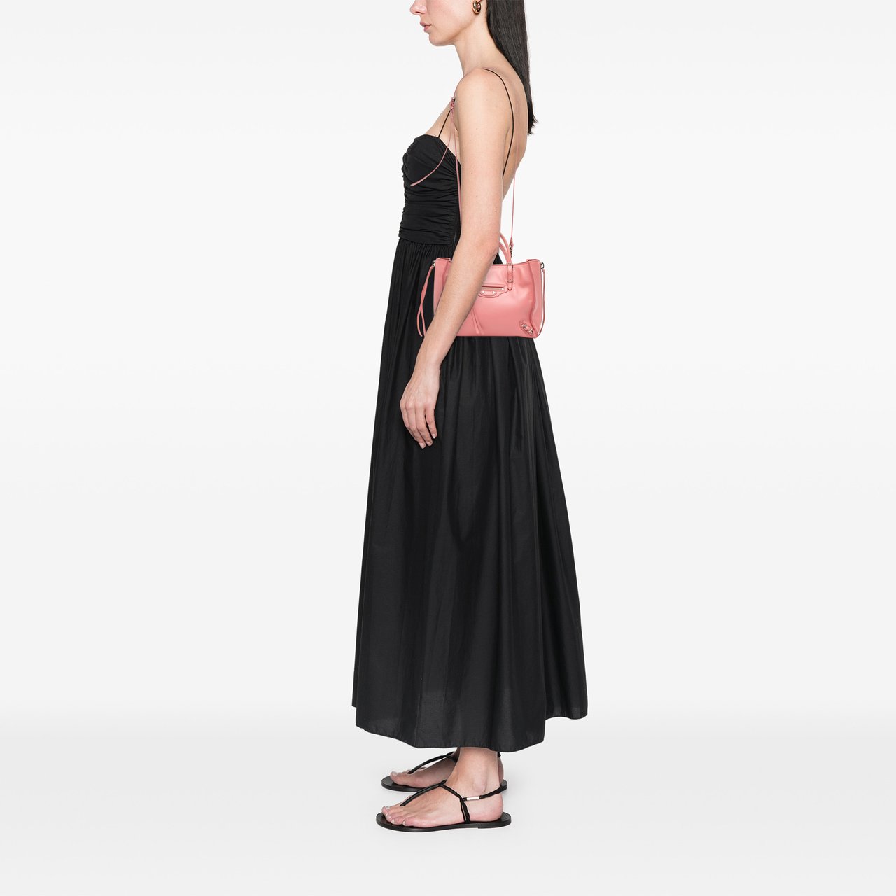 Balenciaga Mini Leather Papier A4 Zip Around Tote Roze