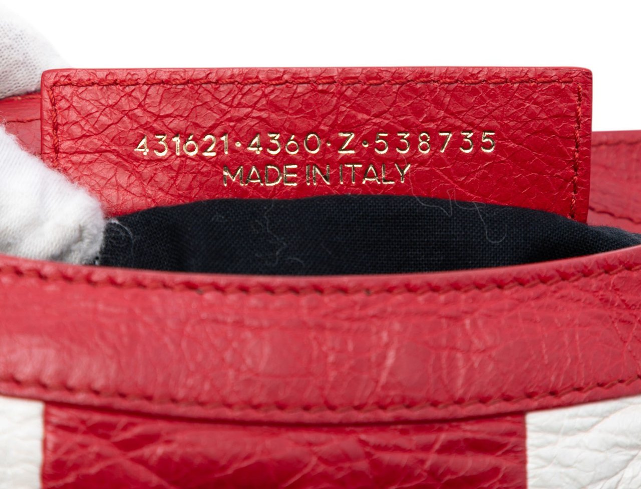 Balenciaga Small Lambskin Motocross Classic Striped City Satchel Rood