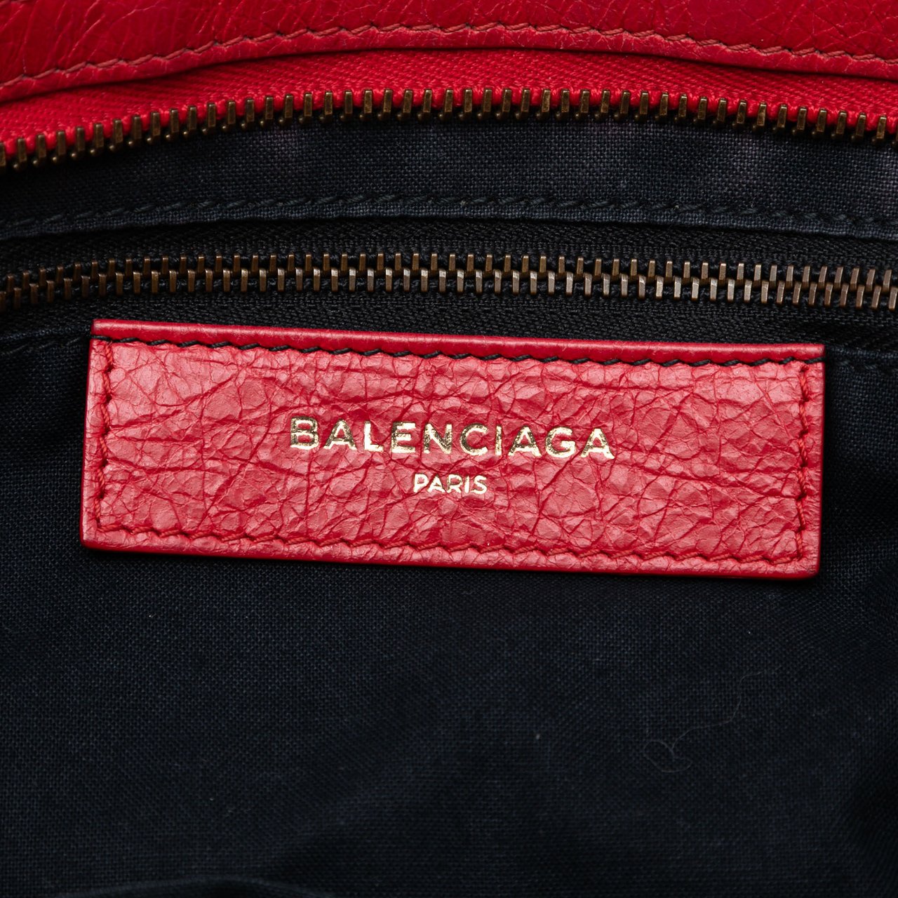 Balenciaga Small Lambskin Motocross Classic Striped City Satchel Rood