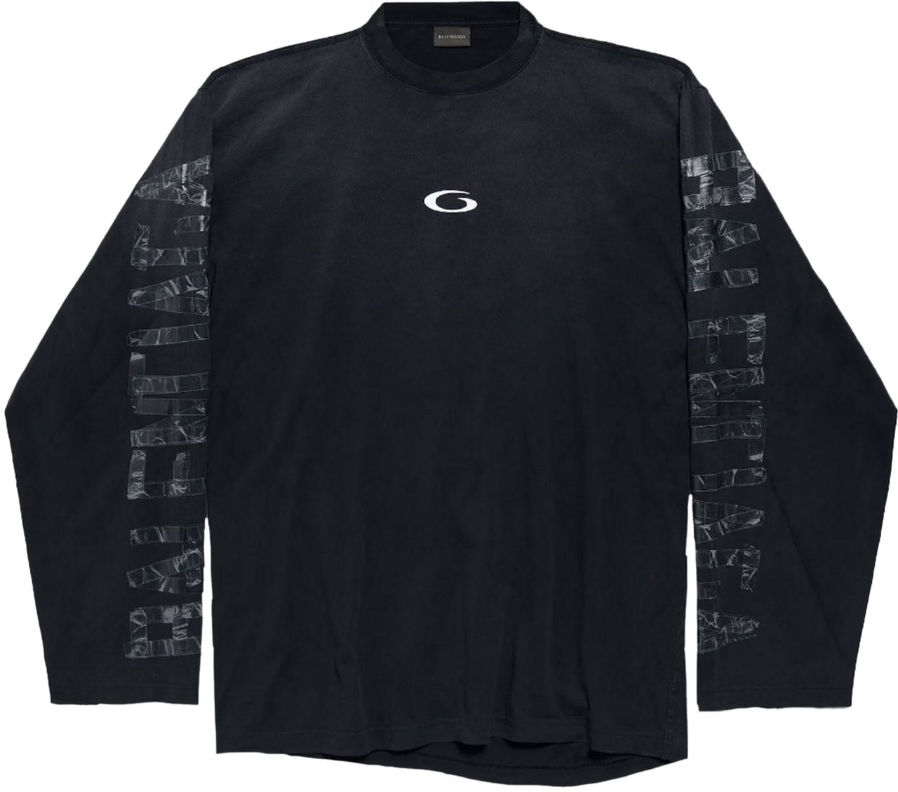 Balenciaga TRANSPARENT TAPE SHIFTED LONG SLEEVE T-SHIRT Zwart
