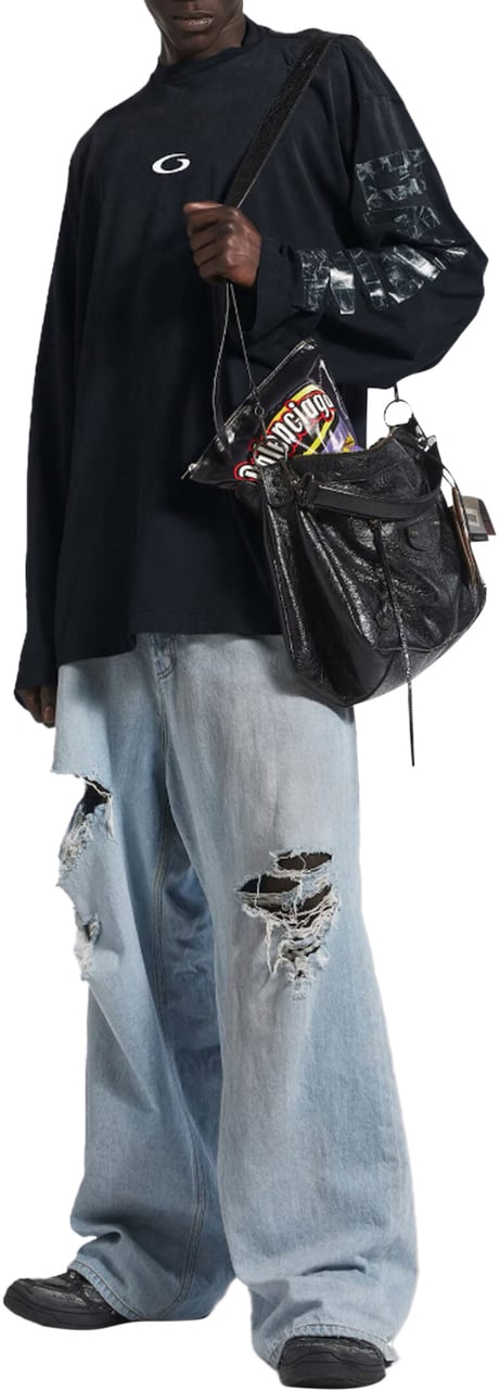 Balenciaga TRANSPARENT TAPE SHIFTED LONG SLEEVE T-SHIRT Zwart