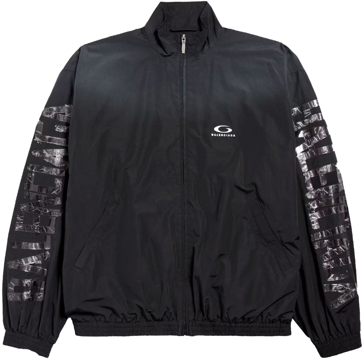 Balenciaga TRANSPARENT TAPE TECHNO COTTON POPLIN TRACK JACKET Zwart