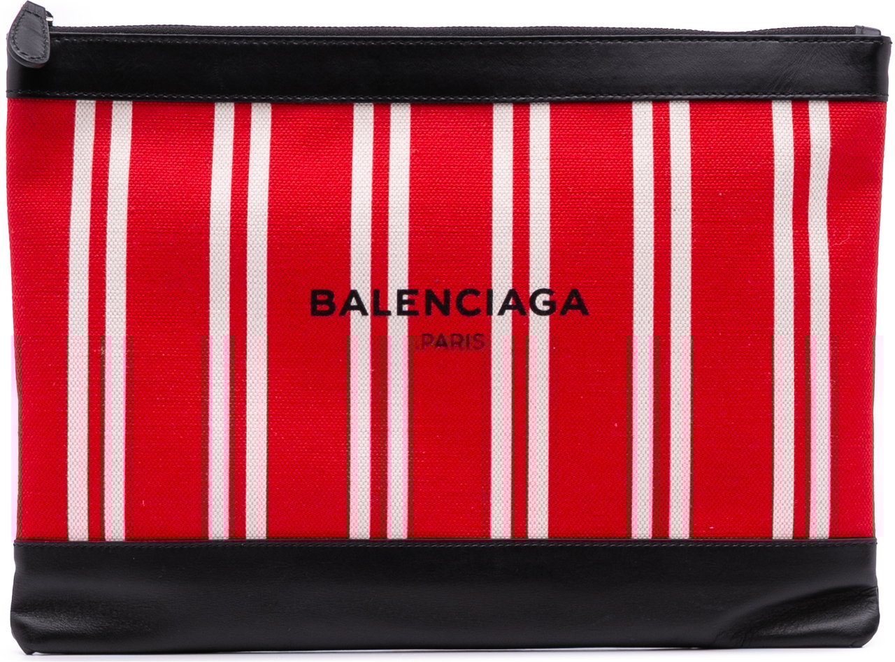 Balenciaga M Canvas Navy Clip Clutch Rood