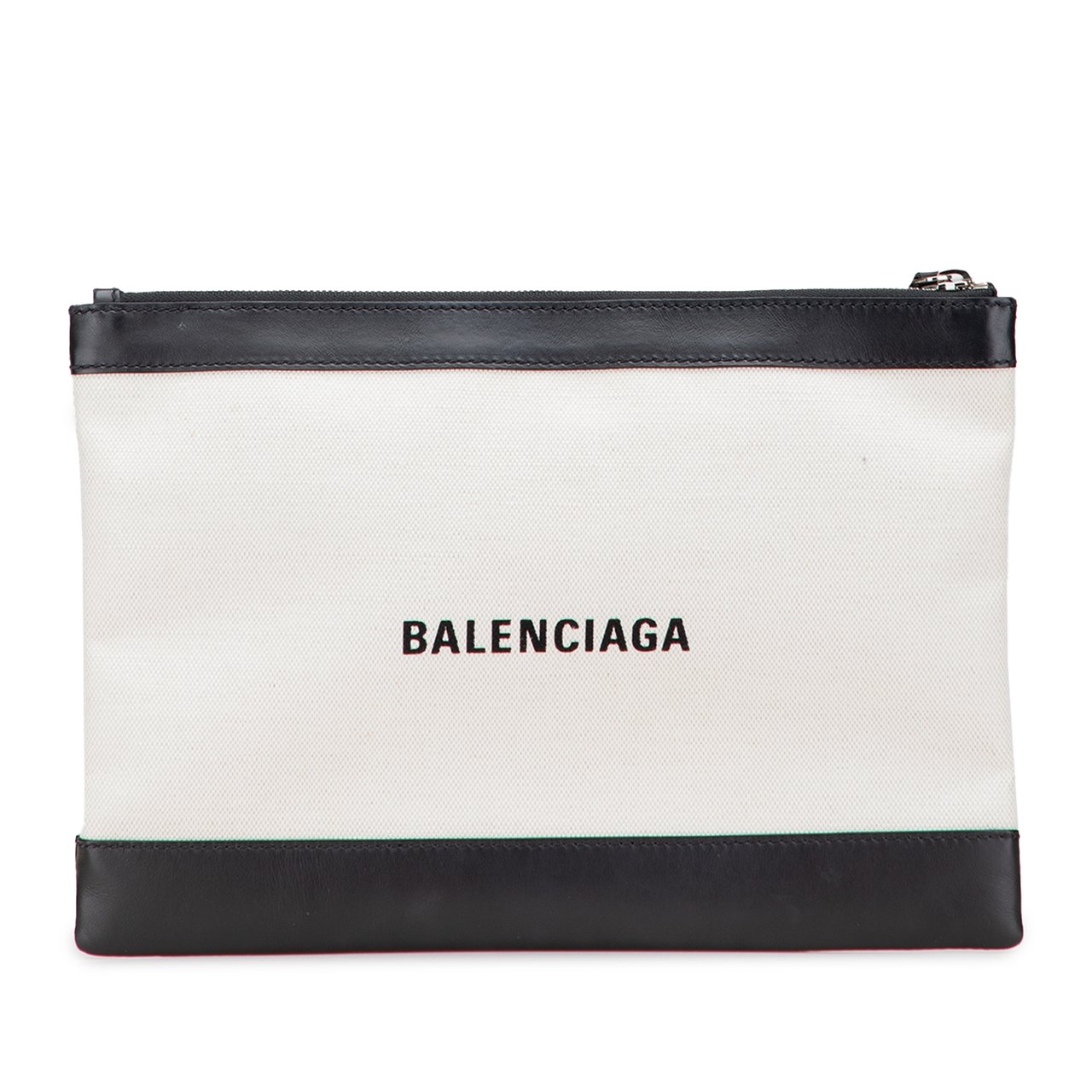 Balenciaga M Canvas Navy Clip Clutch Wit