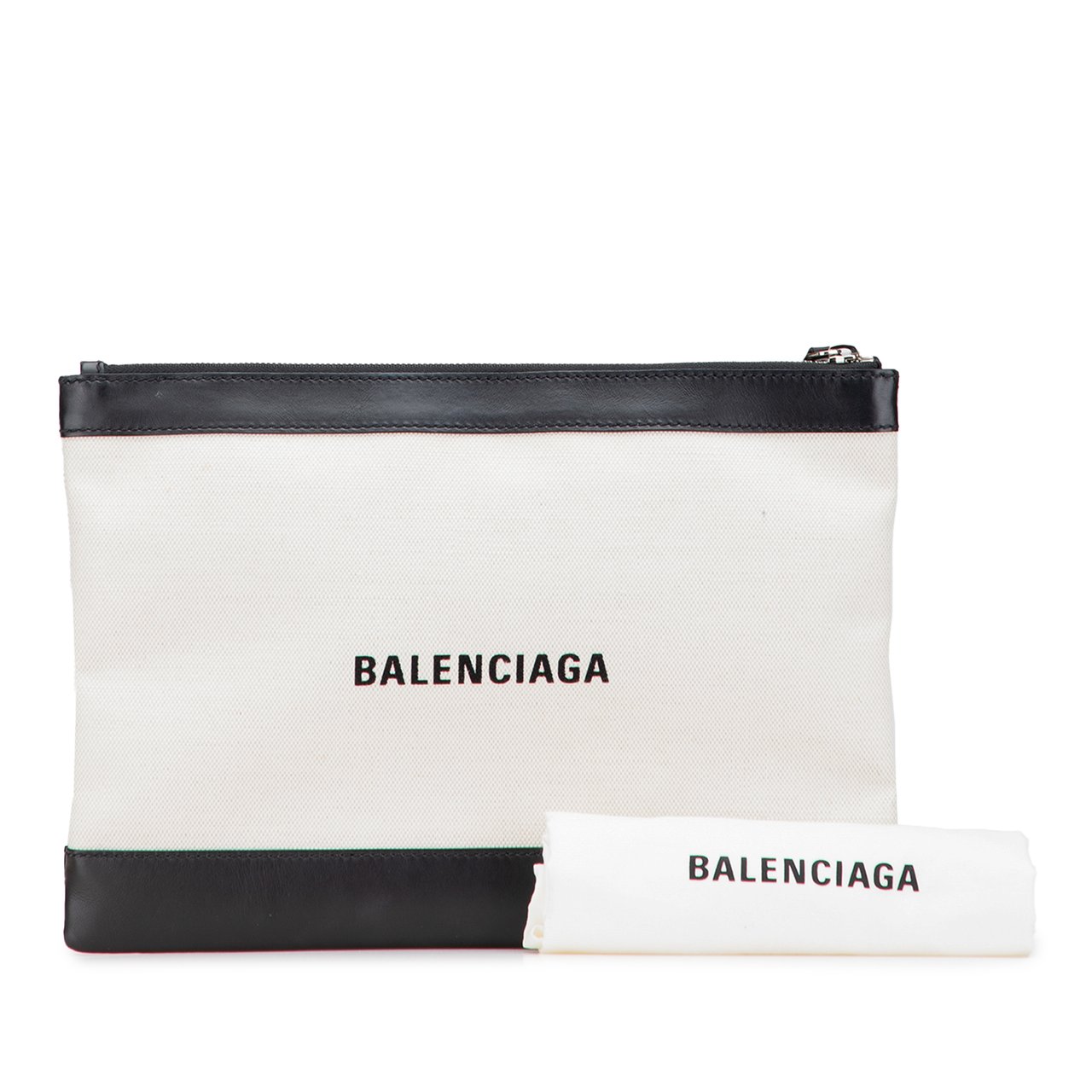 Balenciaga M Canvas Navy Clip Clutch Wit