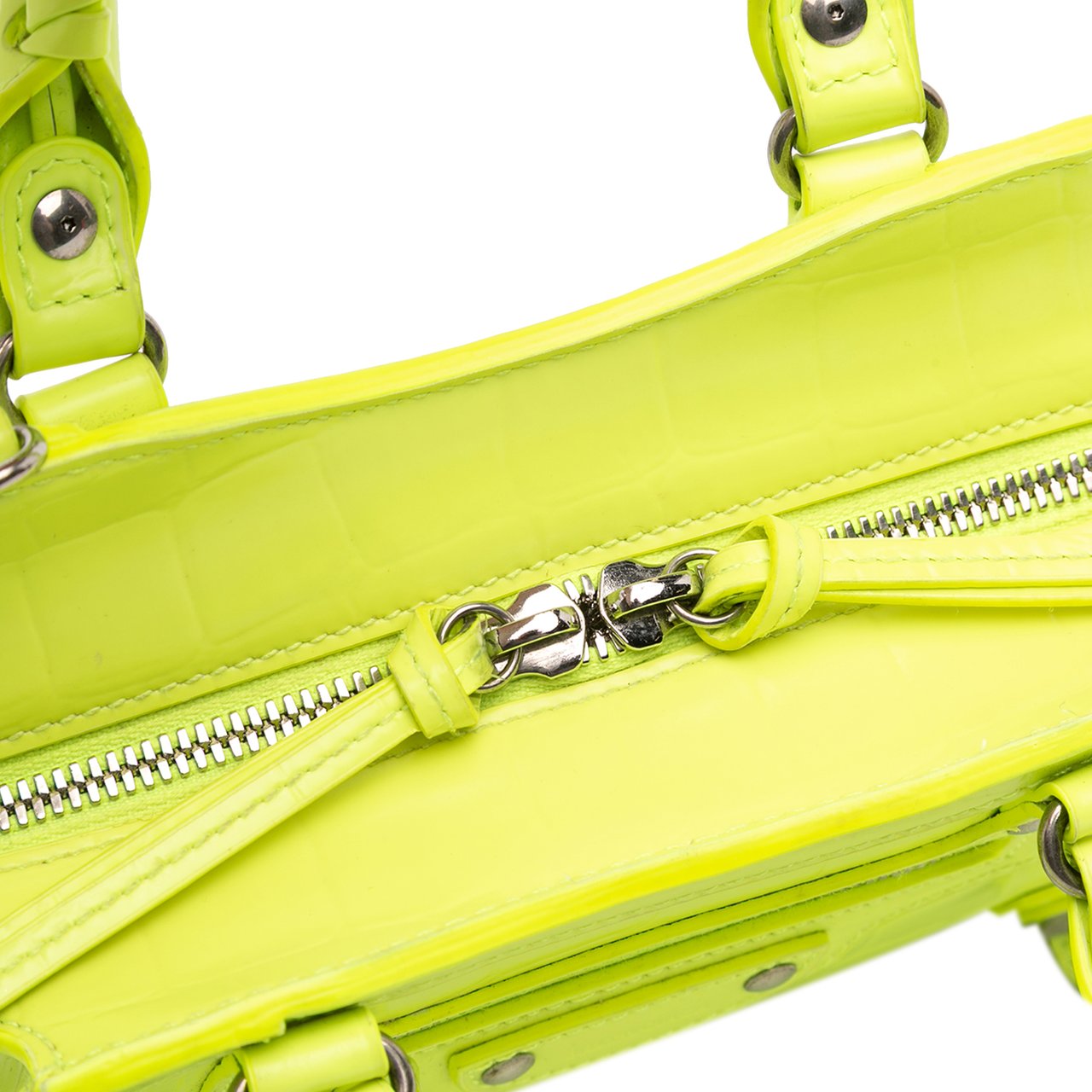 Balenciaga Mini Croc Embossed Calfskin Neo Classic City Geel