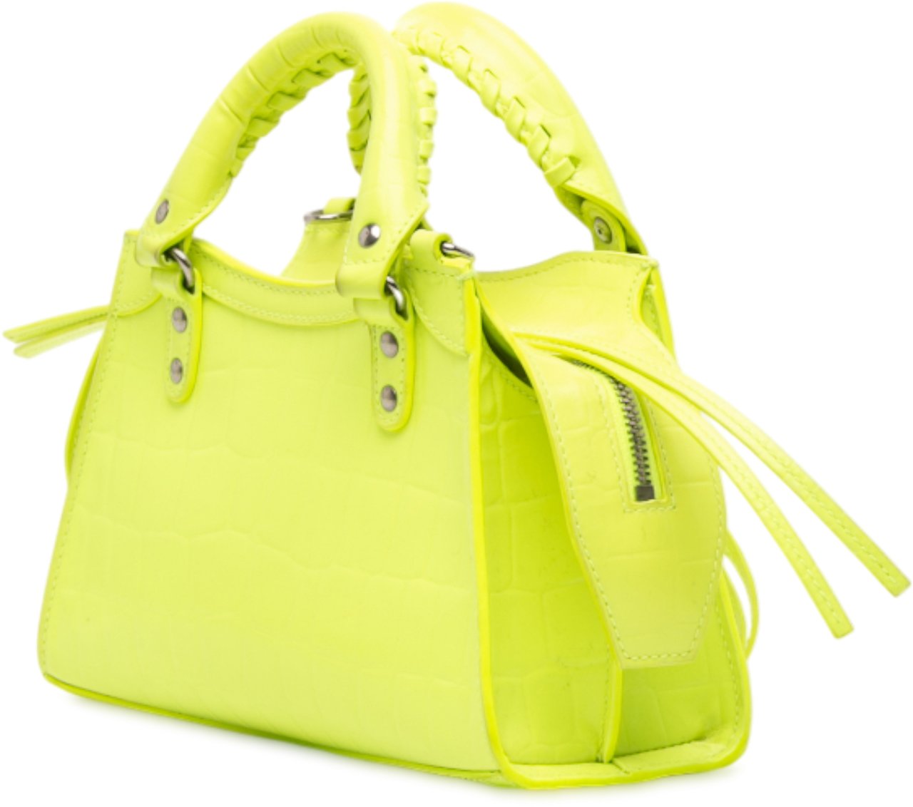 Balenciaga Mini Croc Embossed Calfskin Neo Classic City Geel