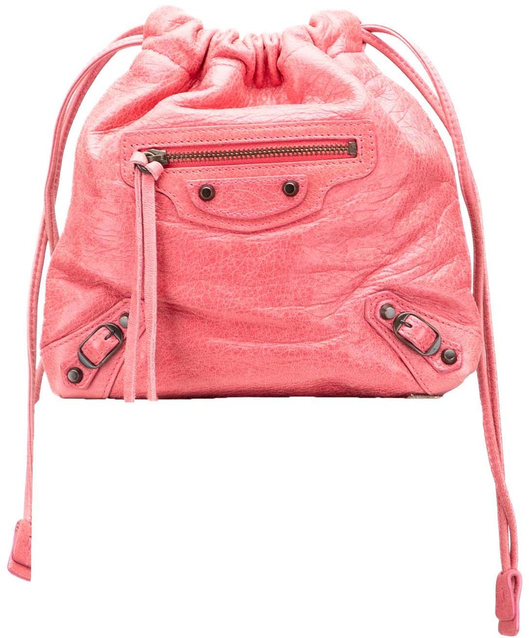 Balenciaga Lambskin Motocross Move On Drawstring Pouch Roze