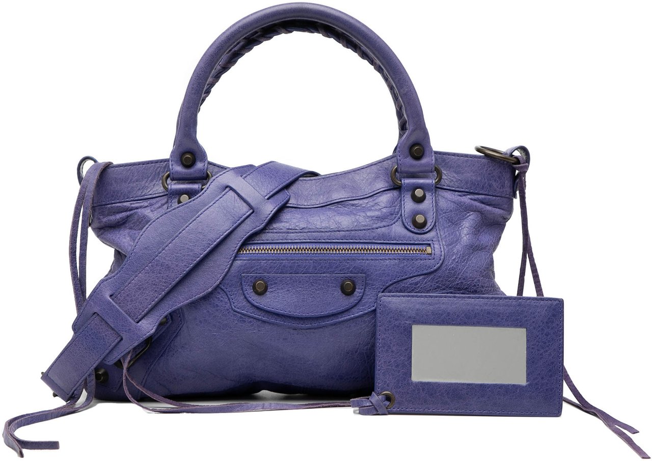 Balenciaga Lambskin Motocross Classic First Satchel Paars