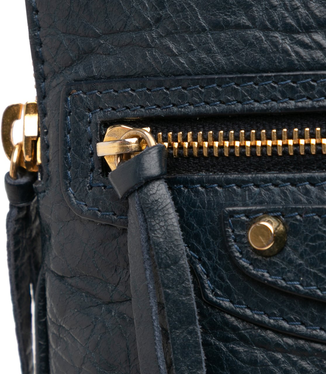 Balenciaga Lambskin Motocross Classic Phone Holder Bag Blauw