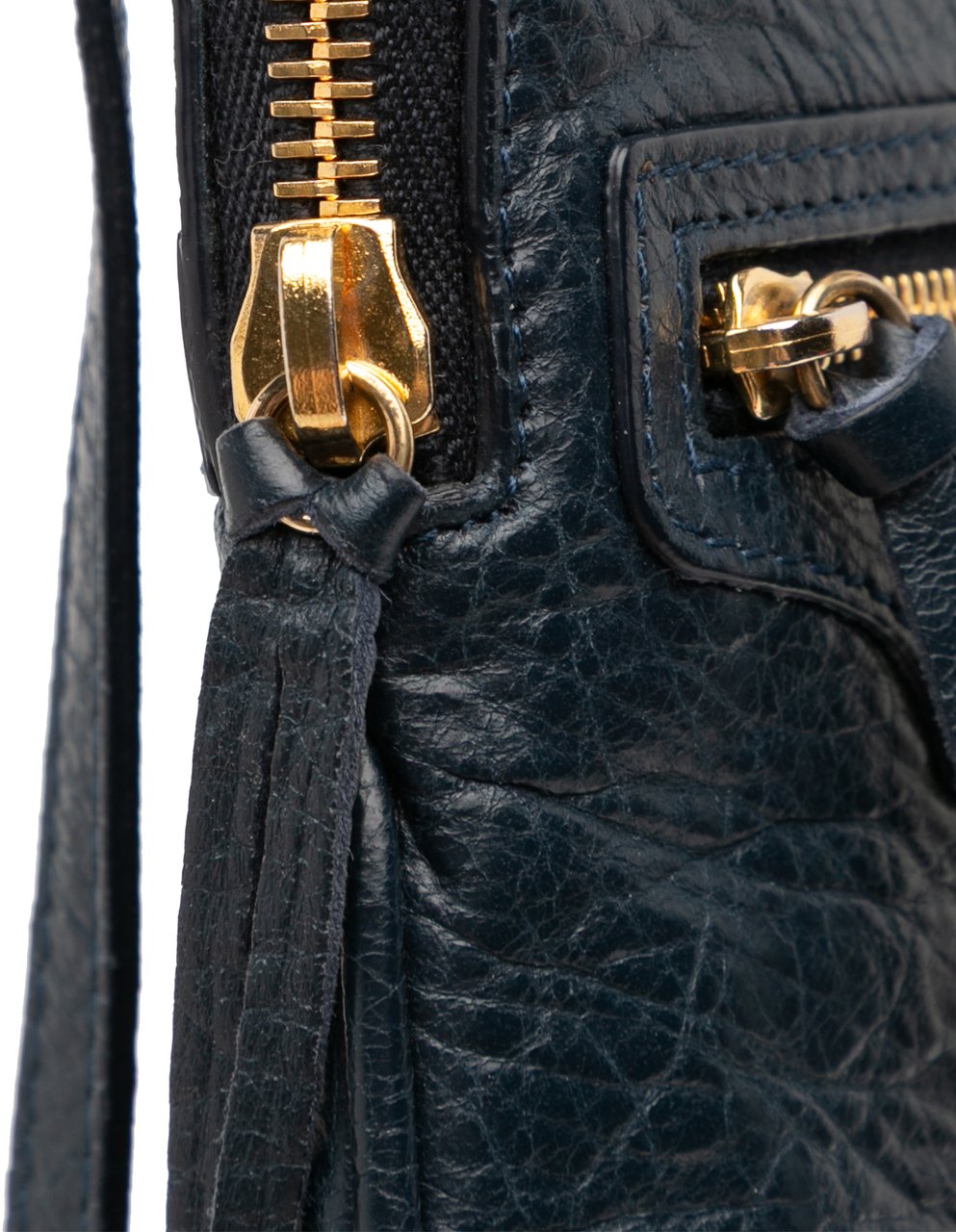 Balenciaga Lambskin Motocross Classic Phone Holder Bag Blauw