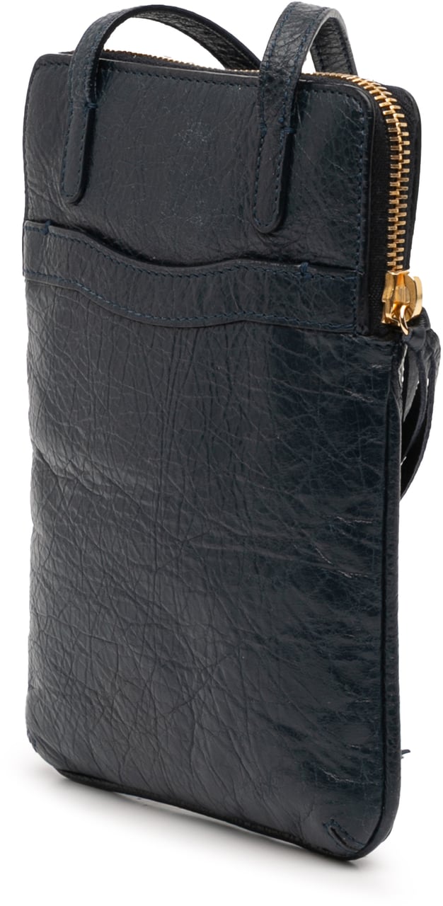 Balenciaga Lambskin Motocross Classic Phone Holder Bag Blauw