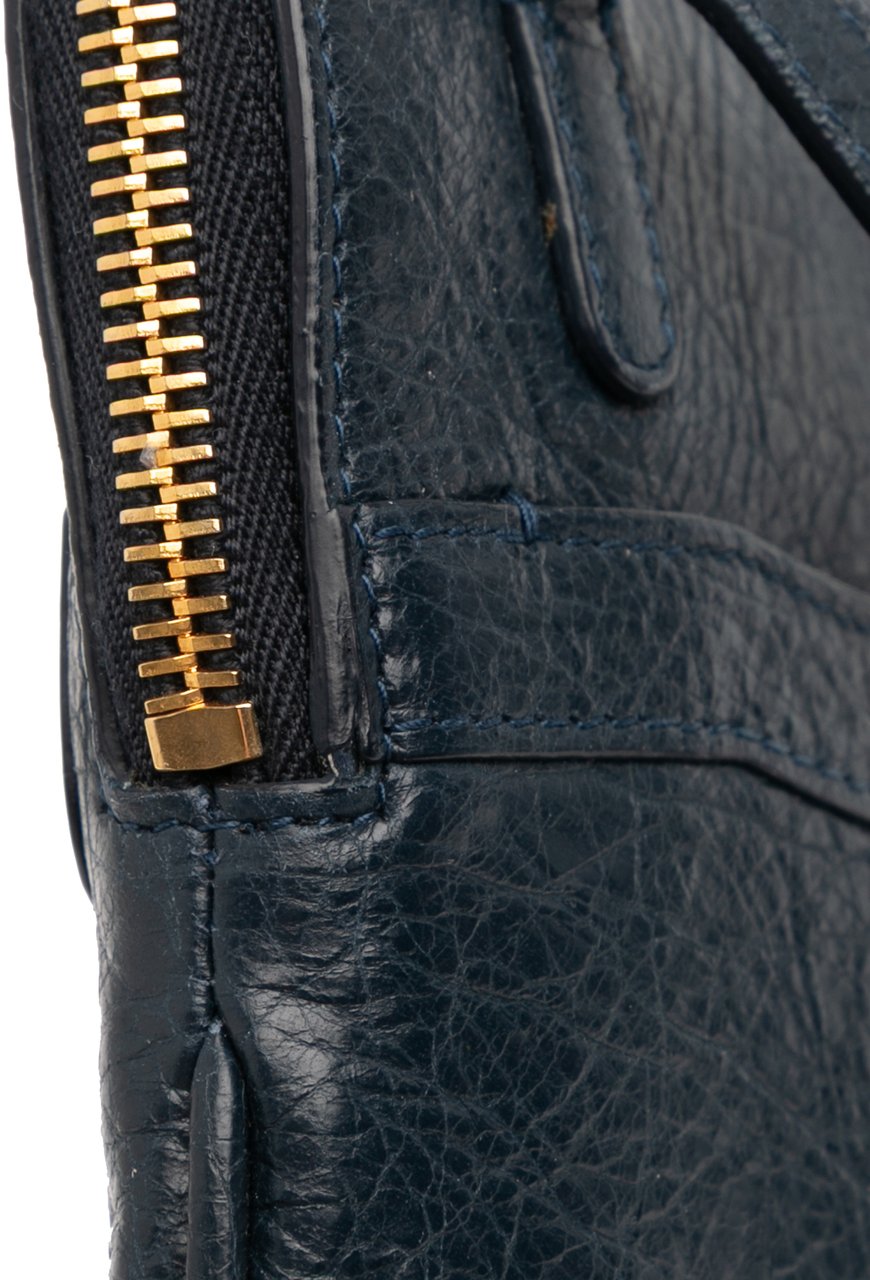 Balenciaga Lambskin Motocross Classic Phone Holder Bag Blauw