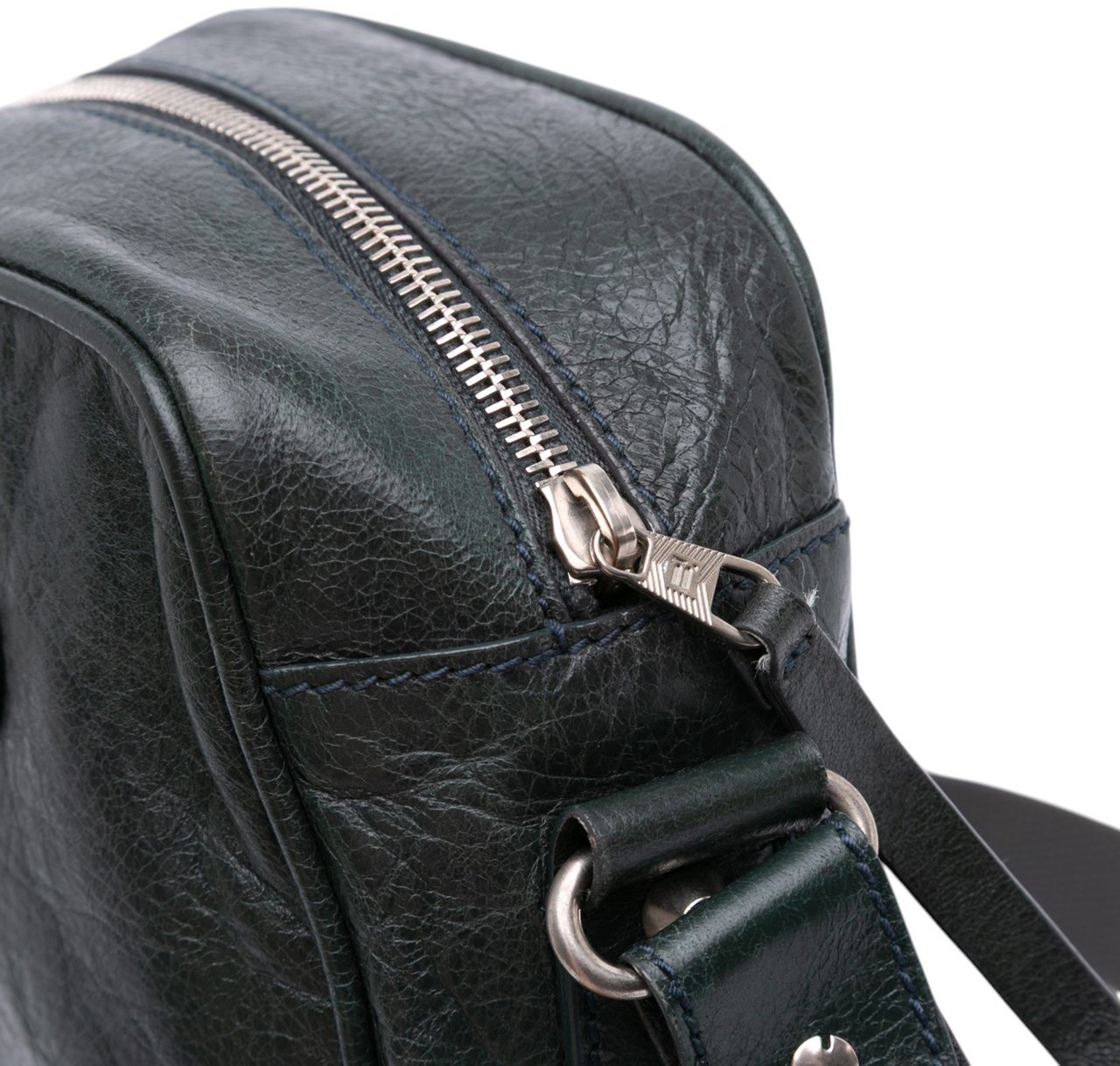 Balenciaga Lambskin Motocross Classic Reporter Crossbody Groen